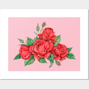 Hand-drawn red rose flower Posters and Art